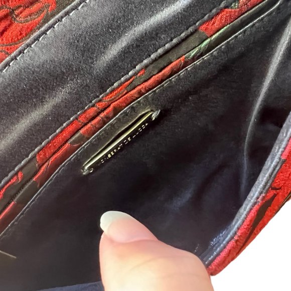 NWT Anthropologie Monserrat De Lucca Black & Red Floral Poppy Clutch w/ Pom Pom - Picture 7 of 8